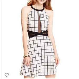 Mesh front Illusion Printed Flare&Fit A-line dress